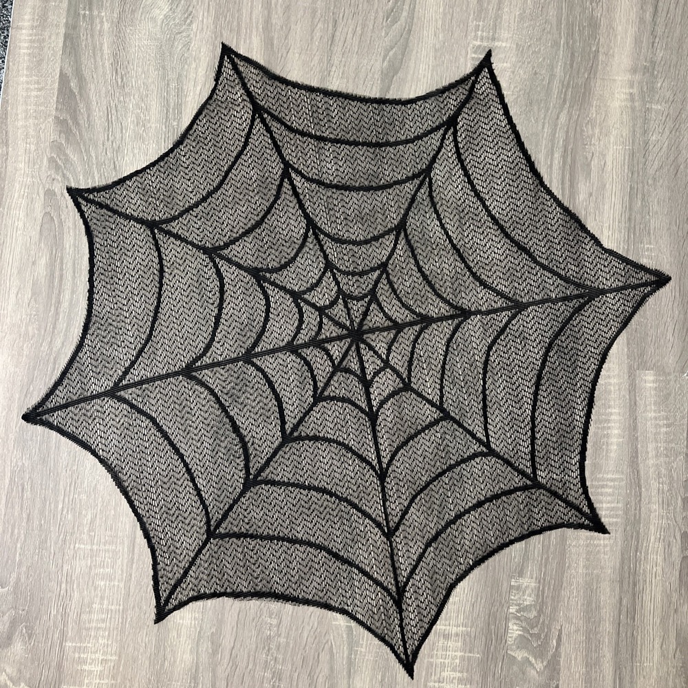 Halloween Lace Table Table Topper 30" Doily Black‎ Spider Web Spooky